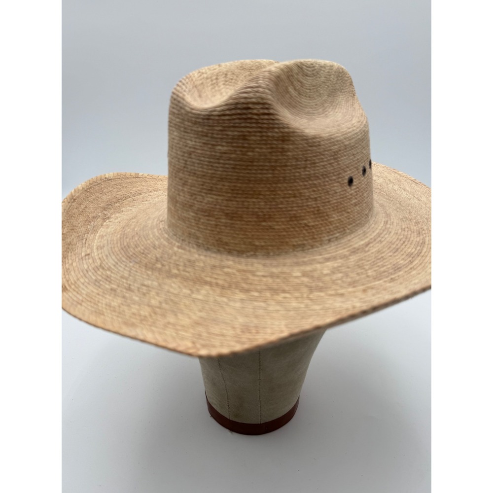 Unbranded Straw Cowboy Hat Mens 6 3/4 Tan Good Western Palm Leaf Sun Hat